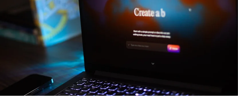 Laptop screen showing AI-driven financial dashboard